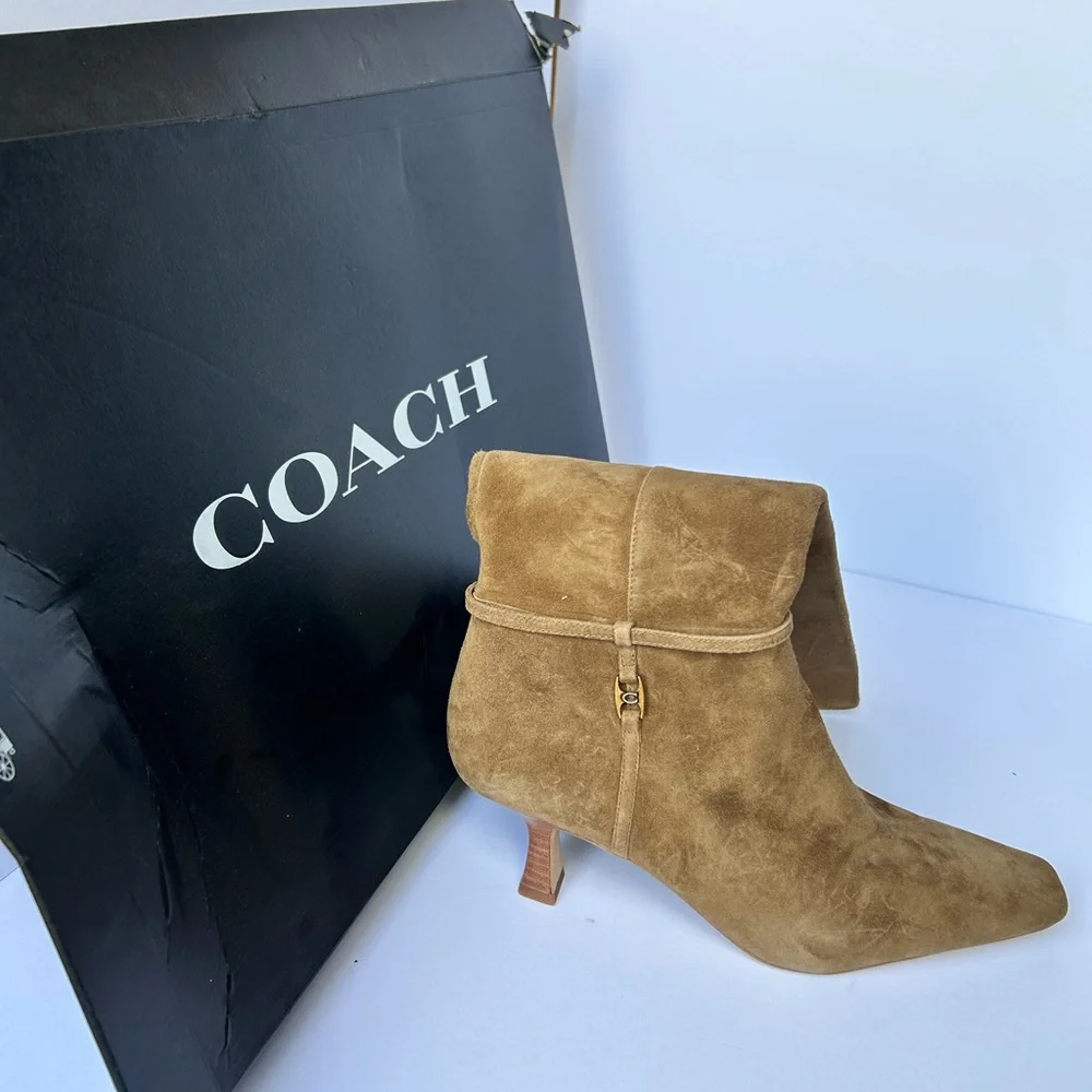 Coach Women's Brown Suede Heeled Boots - Picture 3 of 3